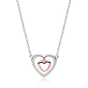 Klenoty Amber Strieborný náhrdelník srdca v srdci Rose