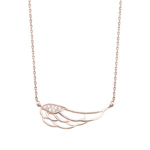 Klenoty Amber Strieborný náhrdelník s krídlom - ružové zlatenie