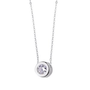 Klenoty Amber Minimalistický strieborný náhrdelník s priesvitným zirkónom