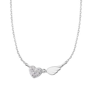 Klenoty Amber Strieborný náhrdelník srdiečko a anjelské krídlo