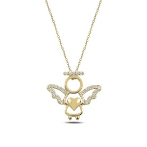 Klenoty Amber Pozlátený náhrdelník anjel- drobné zirkóny