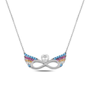 Klenoty Amber Strieborný náhrdelník - anjelské nekonečno