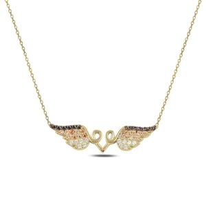Klenoty Amber Pozlátený náhrdelník s anjelskými krídlami