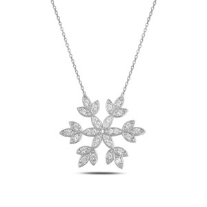 Klenoty Amber Strieborný náhrdelník - veľká snehová vločka
