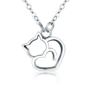 Klenoty Amber Strieborný náhrdelník - mačka schúlená