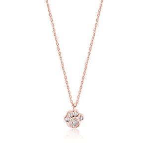 Klenoty Amber Strieborný náhrdelník s labkou - ružové zlatenie