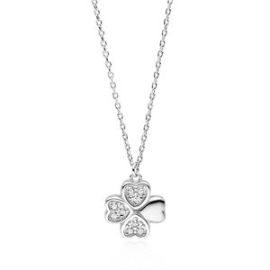 Klenoty Amber Strieborný náhrdelník - štvorlístok