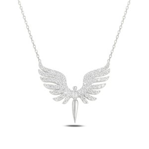 Klenoty Amber Strieborný náhrdelník - trblietavý anjel - číre zirkóny