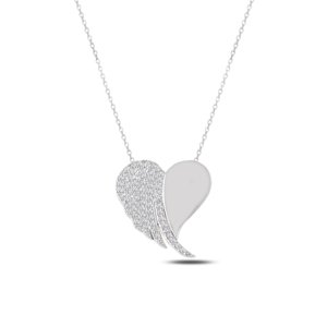 Klenoty Amber Strieborný náhrdelník anjelské srdce so zirkónmi