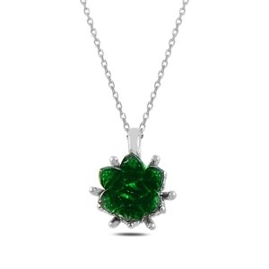 Strieborný náhrdelník lotosový kvet zelený