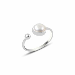 Strieborný otvorený prsteň s perlou