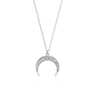 Klenoty Amber Strieborný náhrdelník energie mesiaca