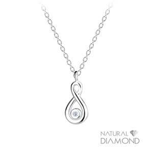 Klenoty Amber Luxusný strieborný náhrdelník Nekonečno s diamantom