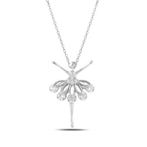 Klenoty Amber Luxusný strieborný náhrdelník baletka so zirkónmi