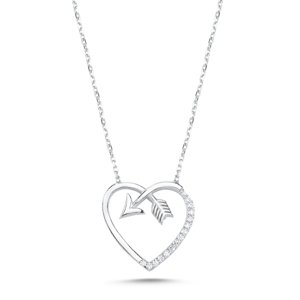 Klenoty Amber Luxusný strieborný náhrdelník srdca & šíp
