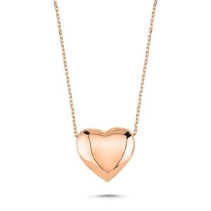 Klenoty Amber Strieborný klenutý srdečný náhrdelník - ružové pozlátenie