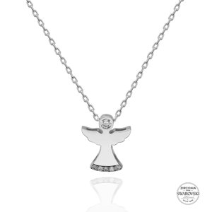 Klenoty Amber Strieborný náhrdelník anjel Swarovski