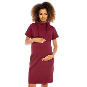 Bordové tehotenské a dojčiace šaty s krátkym rukávom v akcii