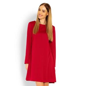 Dámske šaty s voľným strihom v červenej farbe v zľave