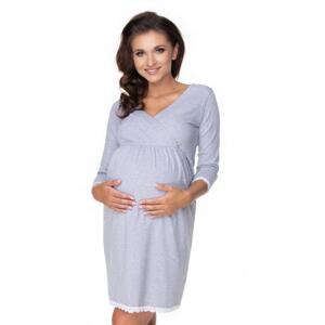 Sivá dojčiaca a tehotenská nočná košeľa s 3/4 rukávom vo výpredaji