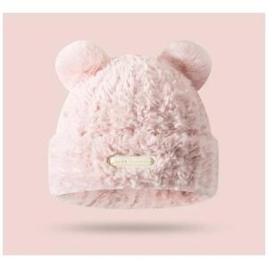 Plyšová ružová čiapka s medvedími ušami
