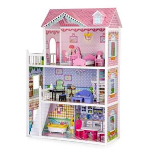 XXL drevený domček pre bábiky s nábytkom