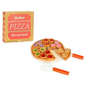 Drevená pizza na krájanie so suchým zipsom pre deti