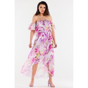 Kvetovaná dámska sukňa fialovej farby