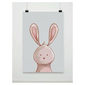 Sivý dekoračný plagát s maľovaným zajačikom