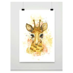 Akvarelový dekoračný plagát so žirafou