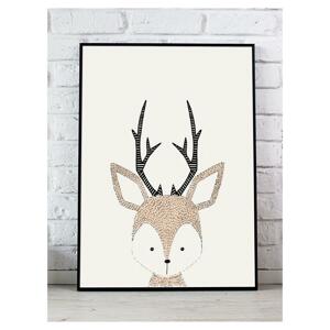 Biely plagát do izby s obrázkom jeleňa