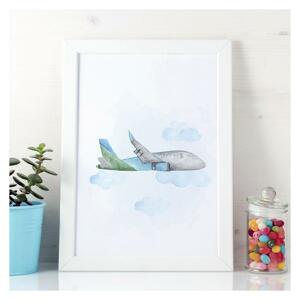 Biely plagát do detskej izby s motívom lietadla