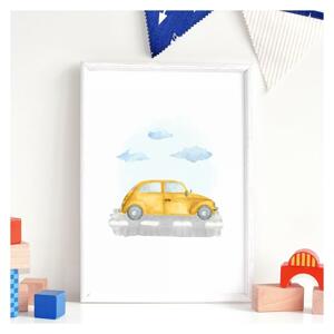 Detský plagát s motívom malého žltého auta do detskej izby