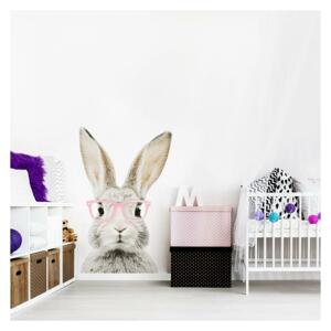 Detská nálepka na stenu v podobe králika s okuliarmi