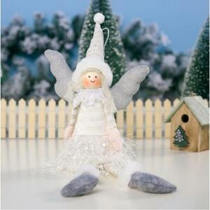 Vianočný anjel s visiacimi nohami v bielej farbe