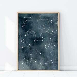 Vesmírny plagát s hviezdnymi súhvezdiami