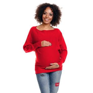 Neónovo korálový oversize sveter pre tehotné vo výpredaji