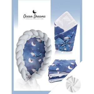 Výbava pre novorodenca 4v1 Velvet - Ocean Dreams/ sivá