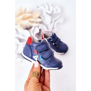 Štýlové detské kožené topánky so suchým zipsom v modrej farbe