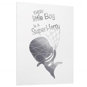 Detský biely plagát so zrkadlovou grafikou strieborného Spidermana