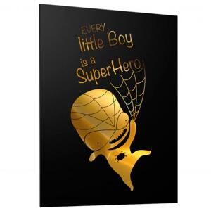 Čierny plagát so zrkadlovou grafikou zlatého Spidermana
