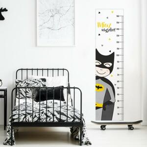 Nálepka na stenu - biely výškový meter s Batmanom