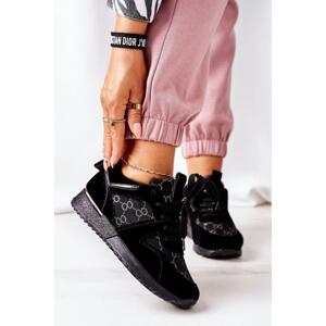 Semišové dámske Sneakersy čierno-striebornej farby na platforme