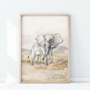 Nástenný safari plagát s motívom slona