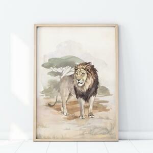 Nástenný safari plagát s motívom leva