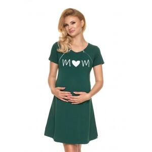 Zelená tehotenská a dojčiaca nočná košeľa so srdiečkom