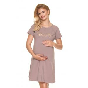 Tehotenská a dojčiaca nočná košeľa v béžovej farbe s nápisom