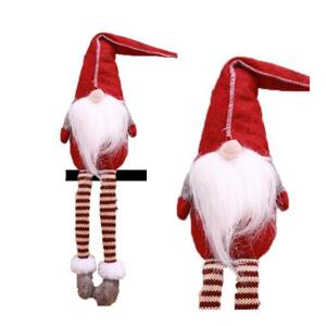 Vianočný škriatok s visiacimi nohami v červenej farbe