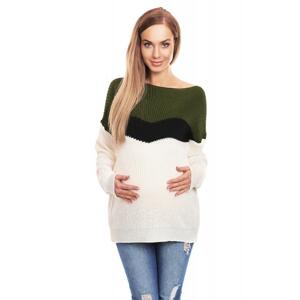 Tehotenský sveter trojfarebný - kaki vo výpredaji
