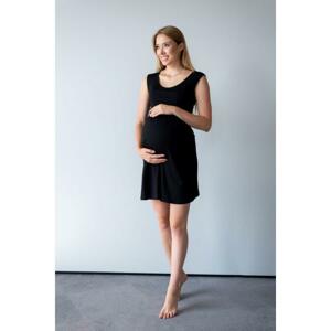 Čierna bavlnená nočná košeľa pre tehotné a dojčiace ženy